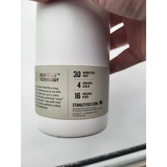 Stanley 10 Oz The Everyday Slim Can Cooler Frost White Vacuum Insulated - Picture 7 of 8